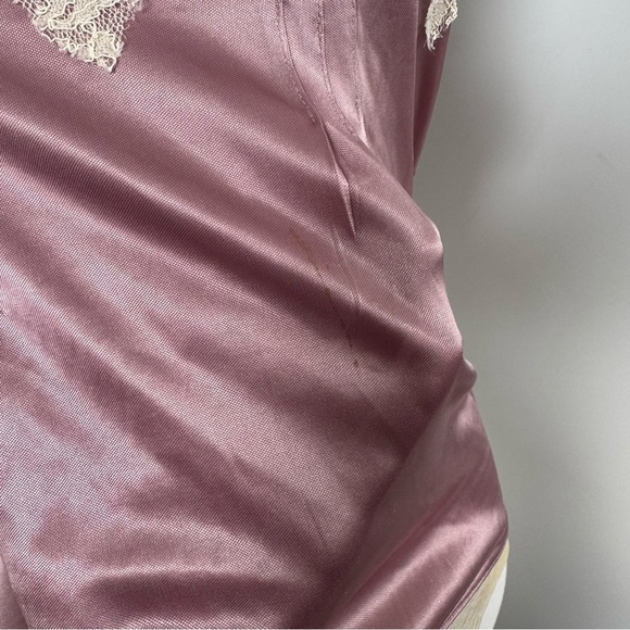 Vintage Y2K Elegant Lace Trim Satin Top Fairycore glam Miami Ibiza summer m - Picture 5 of 6